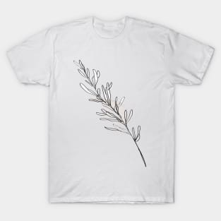 One Line Leaves Botanical Abstract T-Shirt